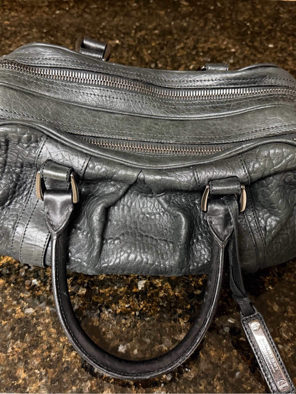 Burberry Black Textured Leather Satchel Handbag - Picture 3 of 8
